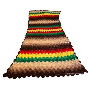 Handmade Crochet Lap Blanket Throw Soft Afghan Cottage Granny Boho Retro 70s